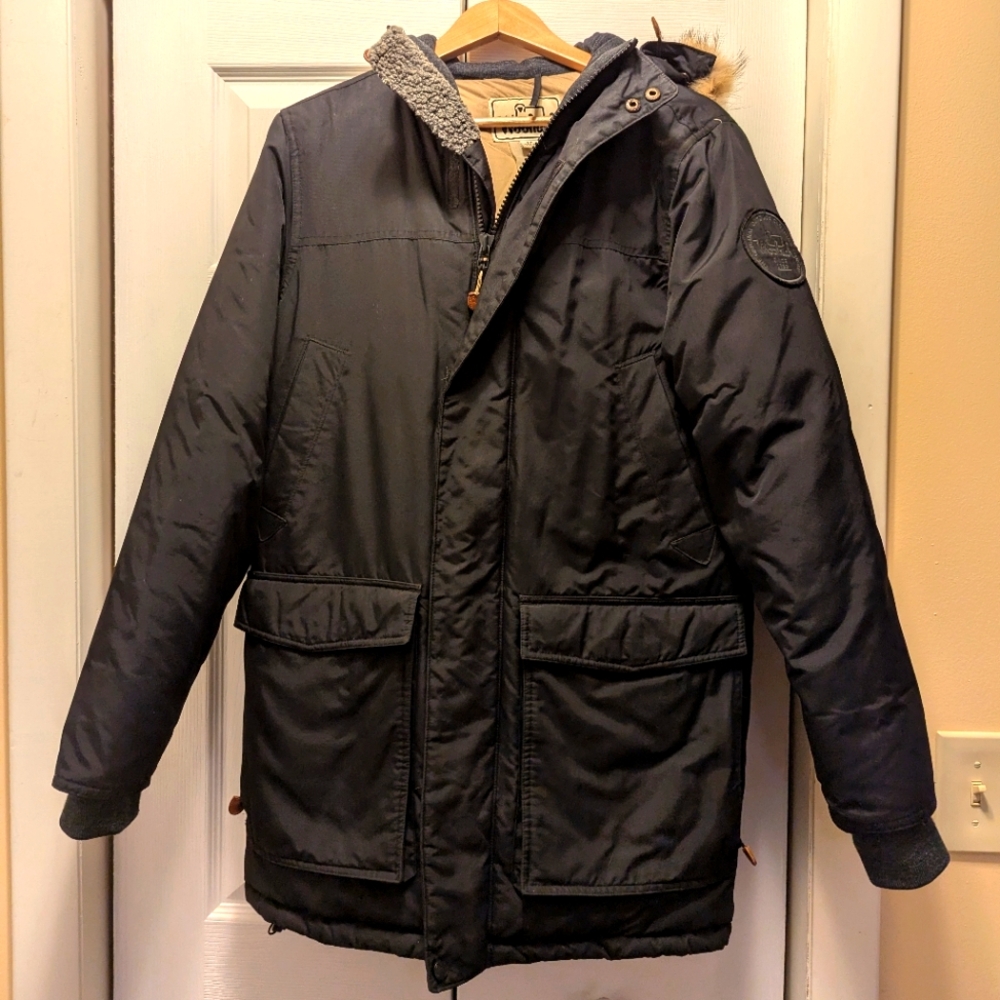 Men's Woolrich Black Patrol Parka - Size Small